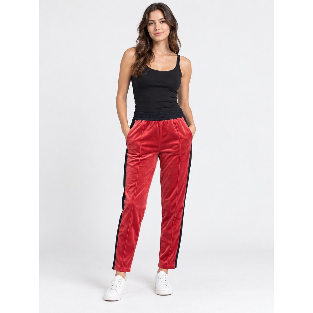 Scotch & Soda Velvet Track Pants Womens XL Red Side Stripe Joggers Athleisure